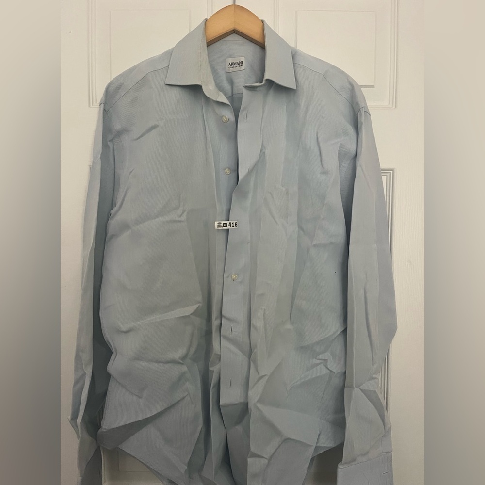 Armani Collezioni Light Blue Casual Button-Down Shirt size 41 16 R